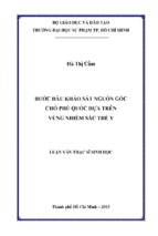 Bước đầu khảo sát nguồn gốc chó phú quốc dựa trên vùng nhiễm sắc thể y