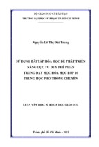 Sử dụng bài tập hóa học để phát triển năng lực tư duy phê phán trong dạy học hóa học lớp 10 trung học phổ thông chuyên