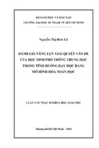 đánh giá năng lực giải quyết vấn đề của học sinh phổ thông trung học trong tình huống dạy học bằng mô hình hóa toán học   copy