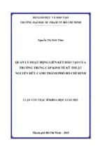 Quản lý hoạt động liên kết đào tạo của trường trung cấp kinh tế kỹ thuật nguyễn hữu cảnh thành phố hồ chí minh