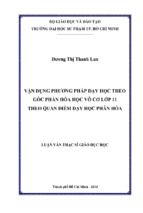 Vận dụng phương pháp dạy học theo góc phần hóa học vô cơ lớp 11 theo quan điểm dạy học phân hóa