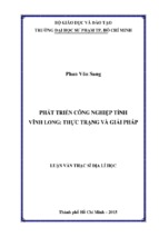 Phát triển công nghiệp tỉnh vĩnh long thực trạng và giải pháp