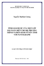 Tính giải được của một lớp bài toán biên cho hệ phương trình vi phân hàm tuyến tính với pantograph