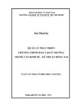 Quản lý phát triển chương trình đào tạo ở trường trung cấp kinh tế   kỹ thuật đồng nai