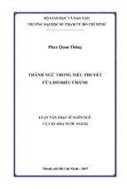 Thành ngữ trong tiểu thuyết của hồ biểu chánh