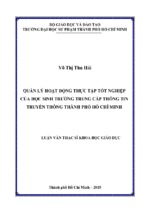 Quản lý hoạt động thực tập tốt nghiệp của học sinh trường trung cấp thông tin truyền thông thành phố hồ chí minh