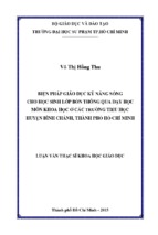 Biện pháp giáo dục kỹ năng sống cho học sinh lớp bốn thông qua dạy học môn khoa học ở các trường tiểu học huyện bình chánh, thành phố hồ chí minh