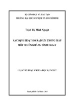 Xác định hoạt độ radium trong mẫu môi trường bằng đỉnh 186 kev