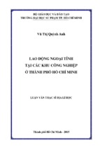 Lao động ngoại tỉnh tại các khu công nghiệp ở thành phố hồ chí minh