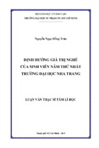 định hướng giá trị nghề của sinh viên năm thứ nhất trường đại học nha trang   copy