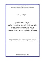 Quản lí hoạt động kiểm tra, đánh giá kết quả học tập ở trường cao đẳng sư phạm trung ương thành phố hồ chí minh