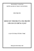 Khảo sát thái độ của cha mẹ đối với con có chứng tự kỷ