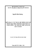 Biên soạn và sử dụng hệ thống bài tập trong dạy học chương chất rắn và chất lỏng – sự chuyển thể vật lí 10 ban cơ bản   copy