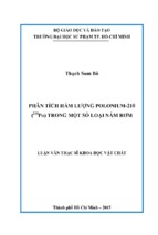 Phân tích hàm lượng polonium 210 ( 210po) trong một số loại nấm rơm