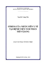 Stress của nhân viên y tế tại bệnh viện tâm thần tiền giang