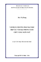 Vận dụng phương pháp dạy học hợp tác vào dạy phong cách chức năng ngôn ngữ