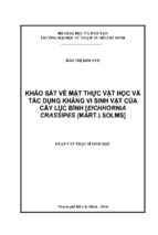 Khảo sát về mặt thực vật học và tác dụng kháng vi sinh vật của cây lục bình [eichhornia crassipes (mart.) solms]