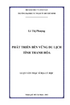 Phát triển bền vững du lịch tỉnh thanh hóa