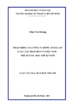 Hoạt động của công ty đông ấn hà lan (v.o.c) tại nhật bản và việt nam thế kỉ xvii   đầu thế kỉ xviii