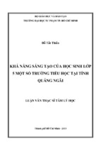 Khả năng sáng tạo của học sinh lớp 5 một số trường tiểu học tại tỉnh quảng ngãi