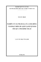 Nghiên cứu sự tham gia của cộng đồng vào hoạt động du lịch tại huyện đảo phú quý, tỉnh bình thuận