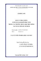 Quản lý hoạt động đánh giá hạnh kiểm học sinh trong các trường trung học phổ thông tại thành phố hồ chí minh