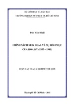 Chính sách new deal và sự hồi phục của hoa kỳ (1933 – 1941)