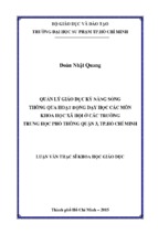 Quản lý giáo dục kỹ năng sống thông qua hoạt động dạy học các môn khoa học xã hội ở các trường trung học phồ thông quận 3, tp.hồ chí minh