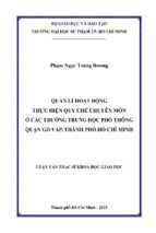 Quản lí hoạt động thực hiện quy chế chuyên môn ở các trường trung học phổ thông quận gò vấp, thành phố hồ chí minh