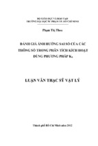 đánh giá ảnh hưởng sai số của các thông số trong phân tích kích hoạt dùng phương pháp k0