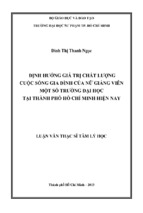 định hướng giá trị chất lượng cuộc sống gia đình của nữ giảng viên một số trường đại học tại thành phố hồ chí minh hiện nay