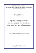 Biện pháp mở rộng vốn từ cho học sinh lớp bốn thông qua hoạt động dạy học môn khoa học   copy