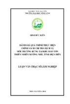 đánh giá quá trình thực hiện chính sách chi trả dịch vụ môi trường rừng tại khu bảo tồn thiên nhiêm mường nhé, tỉnh điện biên