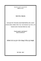 Giải quyết tranh chấp hợp đồng mua bán hàng hoá theo thủ tục sơ thẩm tại toà án nhân dân thành phố hà nội