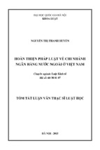 Hoàn thiện pháp luật về chi nhánh ngân hàng nước ngoài ở việt nam