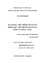 Xây dựng thống sản xuất tinh gọn tại công ty Estec Vina