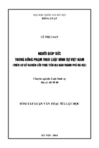 Người giúp sức trong đồng phạm theo luật hình sự việt nam (trên cơ sở nghiên cứu thực tiễn địa bàn thành phố hà nội)