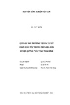 Quản lý môi trường tại các cơ sở  chăn nuôi tập trung trên địa bàn  huyện quỳnh phụ, tỉnh thái bình