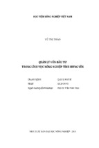 Quản lý vốn đầu tư trong lĩnh vực nông nghiệp tỉnh hưng yên