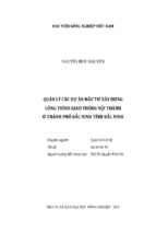 Quản lý các dự án đầu tư xây dựng  công trình giao thông nội thành  ở thành phố bắc ninh tỉnh bắc ninh