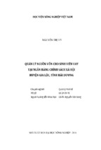 Quản lý nguồn vốn cho sinh viên vay  tại ngân hàng chính sách xã hội  huyện gia lộc, tỉnh hải dương