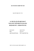 Vai trò của hội liên hiệp phụ nữ trong phát triển kinh tế hộ gia đình huyện hoài đức thành phố hà nội