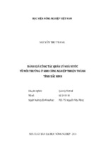 đánh giá công tác quản lý nhà nước  về môi trường ở khu công nghiệp thuận thành  tỉnh bắc ninh