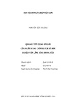 Quản lý tín dụng ưu đãi  của ngân hàng chính sách xã hội  huyện văn lâm, tỉnh hưng yên