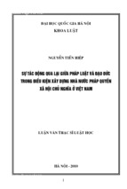 Ll nguyễn tiến hiệp sự tác động qua lại giữa pháp luật và đạo đức trong điều kiện xây dựng nhà nước pháp quyền xã hội chủ nghĩa ở việt nam