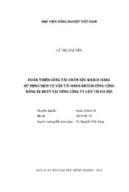 Hoàn thiện công tác chăm sóc khách hàng  sử dụng dịch vụ vận tải hành khách công cộng  bằng xe buýt tại tổng công ty vận tải hà nội