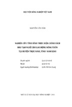 Nghiên cứu tình hình thực hiện chính sách  đào tạo nghề cho lao động nông thôn  tại huyện trực ninh, tỉnh nam định