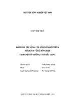 đánh giá tác động của dồn điền đổi thửa  đến kinh tế hộ nông dân  tại huyện yên dũng, tỉnh bắc giang