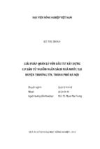 Giải pháp quản lý vốn đầu tư xây dựng  cơ bản từ nguồn ngân sách nhà nước tại  huyện thường tín, thành phố hà nội