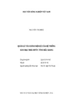 Quản lý tài chính nội bộ của hệ thống  kho bạc nhà nước tỉnh bắc giang